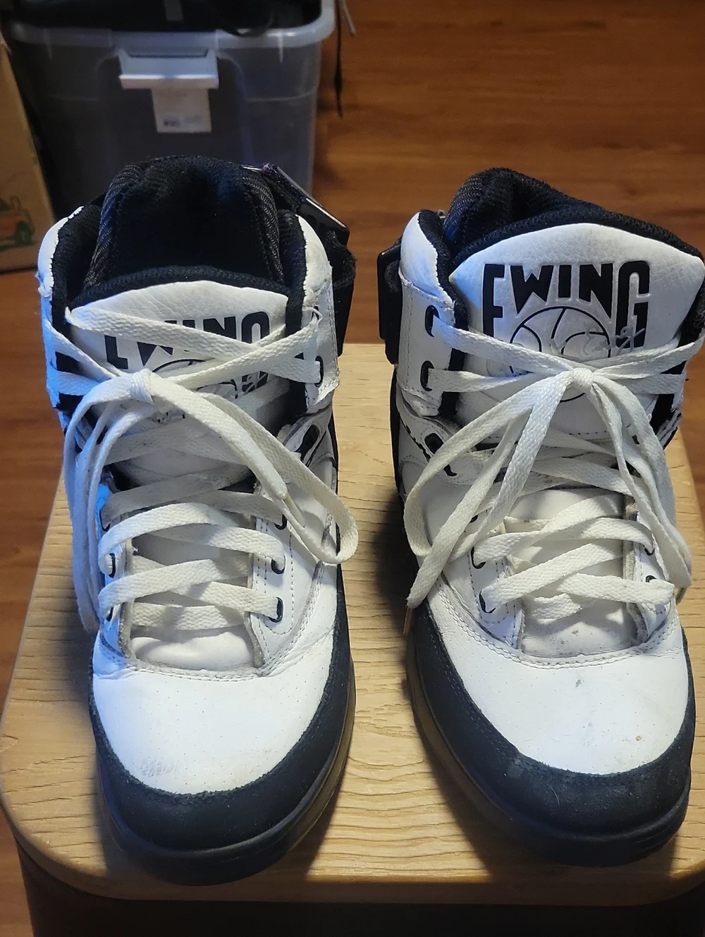 EWING Kids' High-Top Sneakers in White and Black